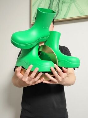 Bottega Veneta Vibrant Green Platform Clogs.